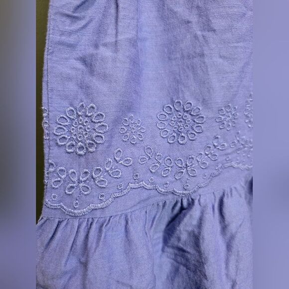 St. John's Bay Sleeveless Scalloped Embroidered A-Line Dress Cotton Sz L Purple - Picture 3 of 8